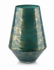 Szklany DIAMENT Wazon Zielony marmur 27cm