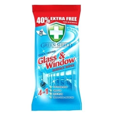 Zielony chusteczki do szyb 70szt SHIELD GLASS WINDOW WIPES