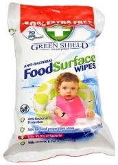 Zielony chusteczki antybakteryjne 70szt SHIELD FOOD SURFACE