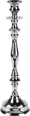 Świecznik 36.5cm SREBRNY METALOWY na jedną świecę