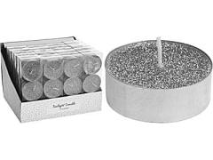 Zestaw 3 ŚWIEC TEALIGHT SREBRNE 6cm