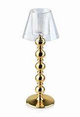 Złoty Świecznik 33cm Szklany