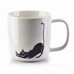 Porcelanowy na kawę z kotem Kubek 360ml 9cm