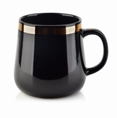Kubek Porcelanowy do kawy herbaty 500ml Złoty pasek 10cm
