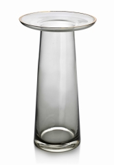 Szklany Wazon z kołnierzem h25x14,5lcm szary