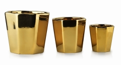 Nowoczesny Złoty Zestaw 3 doniczek ceramicznych