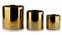 Nowoczesny Złoty Zestaw 3 doniczek ceramicznych
