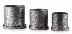 Nowoczesny Zestaw 3 doniczek ceramicznych podstawki