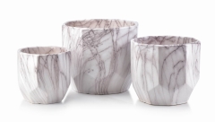 Nowoczesny Marmur Zestaw 3 doniczek ceramicznych