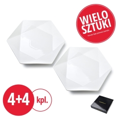Zestaw Heksagonalny Biały Zestaw talerzy 4kpl 4kpl 28,5/32,5x3cm -16 szt
