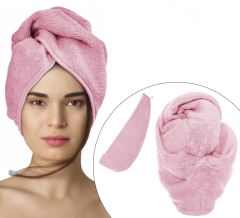 Różowy Turban Ręcznik Do Włosów BUTTON