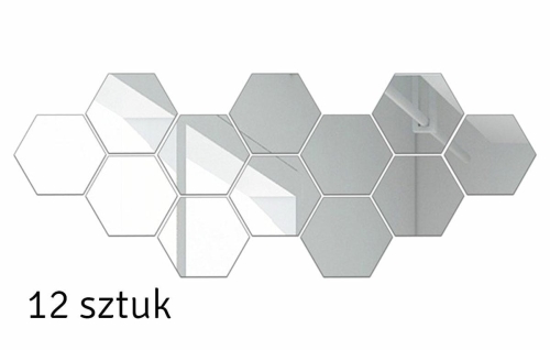 AG543D NAKLEJKI LUSTRO SZEŚCIOKĄTY 12SZT