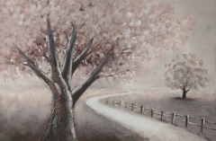 Obraz ręcznie malowany 120 x 80 cm Jasnopomarańczowy