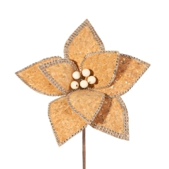 Kwiat Świąteczny Sztuczny do wazonu 25x15cm Beżowy 12szt.