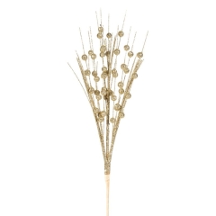 Gałązka Świąteczna Kwiat Sztuczny 34x20cm Beżowy 12szt.