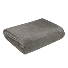 Narzuta Koc Pled Welurowa Pikowana 200x220 Beżowa