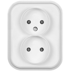 Gniazdo ścienne 230V IP20, 2-gniazdowe, 16A, Białe