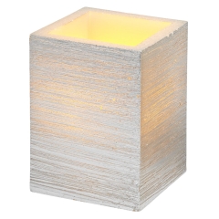 LED Świeca Woskowa Prostokątna 7,5x7,5x10cm Srebrna