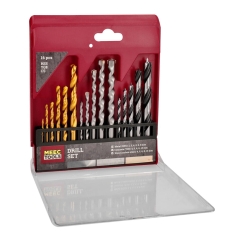 Zestaw 16 wierteł do drewna, metalu, betonu