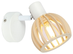 Lampa Kinkiet 2 E14 Biały Drewno