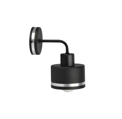 Lampa Kinkiet Czarny E27 Klosz Czarny Srebrny