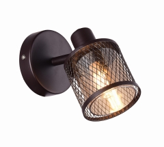 Lampa Kinkiet Kawowe Złoto E14 Klosz BURSZTYNOWY