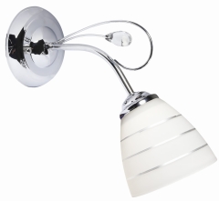 Lampa Kinkiet E27 Chrom Z Kryształki KIEM Klosz Z PASKIEM