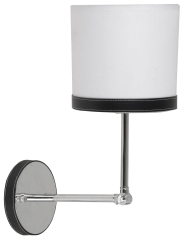Lampa Kinkiet E14 Chrom ABAŻUR PŁÓTNO SKÓRA
