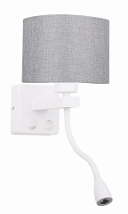 Kinkiet E27 2W LED Biały ABAŻ. Szary