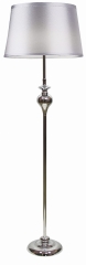 Lampa Podłogowa Stojąca  Chrom E27 ABAŻUR Srebrny