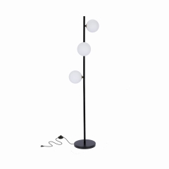 Lampa Podłogowa Stojąca  Czarny Złoty G9 Klosz Biały