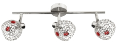 Lampa Listwa G9 Chrom Kryształki Czerwony