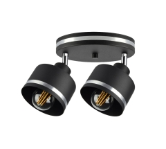 Lampa Sufitowa Żyrandol Czarny E27 Klosz Czarny Srebrny