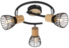 Lampa Sufitowa Żyrandol X MAX 2 E14 Czarny Drewno