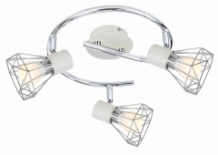 Lampa Sufitowa Żyrandol E14 Biały ABAŻUR Chrom