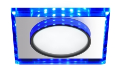 Ring LED Niebieska Oczko sufitowe Lampa Sufitowa Żyrandol Stała Kwadratowa SZKŁO Przezroczysta