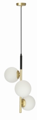 Lampa Wisząca Żyrandol Czarny Matowy Złoty E14 Klosz Biały