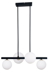 Lampa Wisząca Żyrandol Czarny Złoty G9 Klosz Biały