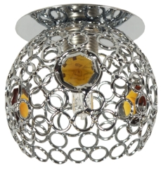 Chrom Oprawa Stropowa Wpuszczana Dekoracyjna G9 KRYSZT. BURSZTYNOWY