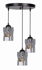 Lampa Wisząca Żyrandol TALERZ Czarny E27 Klosz DYMIONY
