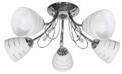 Lampa Wisząca Żyrandol E27 Chrom Z Kryształki KIEM Klosz Z PASKIEM