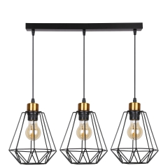 Lampa Wisząca Żyrandol Czarny Złoty E27 Klosz Czarny