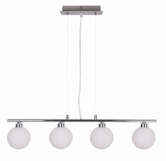 Lampa Wisząca Żyrandol Chrom 40 G9 Klosz Biały