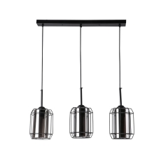 Lampa Wisząca Żyrandol Czarny E27 Klosz dymiony