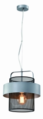 Lampa Wisząca Żyrandol Czarny E27 Klosz srebrno Czarny