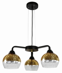 Złota  Lampa Wisząca Żyrandol E27 Czarny
