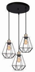 Lampa Wisząca Żyrandol TALERZ Czarny Patyna E27 Klosz Czarny