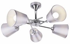 Lampa Wisząca Żyrandol E14 Chrom Z Abażurem