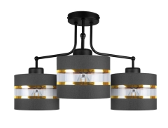 Lampa Wisząca Żyrandol Czarny E27 abażur Czarny Złoty