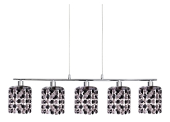 Lampa Wisząca Żyrandol G9 Chrom Kryształki CZARNE